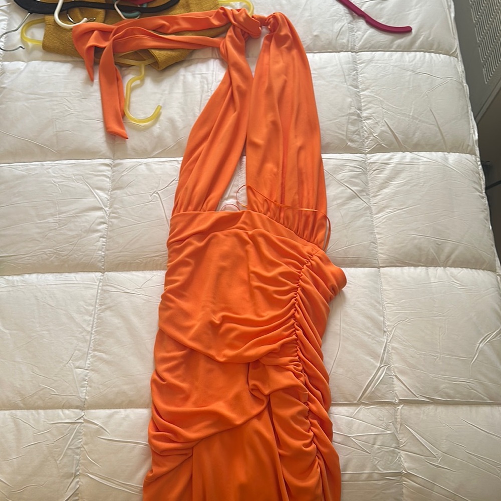 Zara Orange Halter Dress